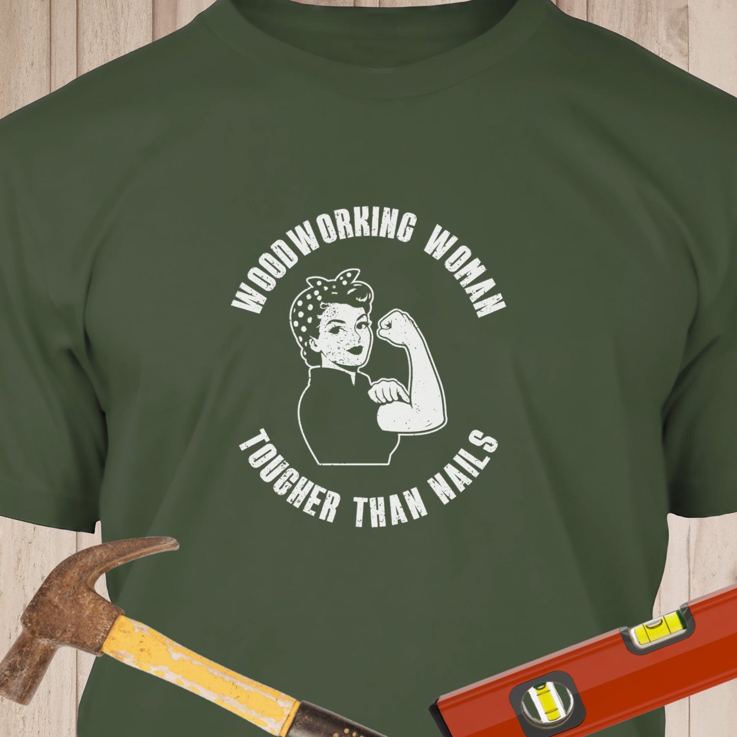 Woodworking Woman Harder Than Nails Funny Woodworking & DIY T-Shirt