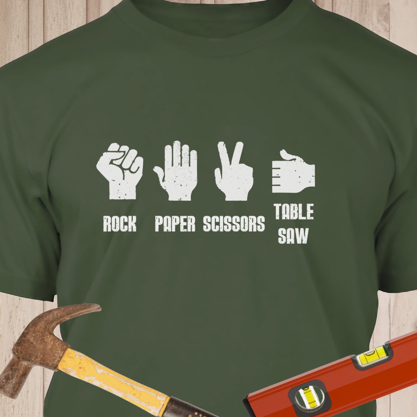 Rock, Paper, Scissors, Table Saw - Funny Woodworker & DIY T-Shirt