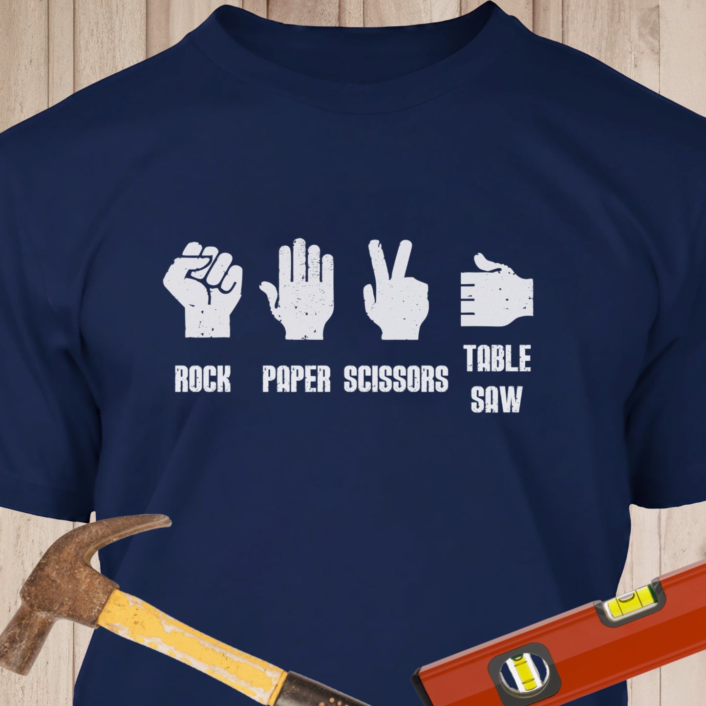 Rock, Paper, Scissors, Table Saw - Funny Woodworker & DIY T-Shirt